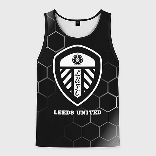 Мужская майка без рукавов Leeds United sport на темном фоне / 3D-Черный – фото 1