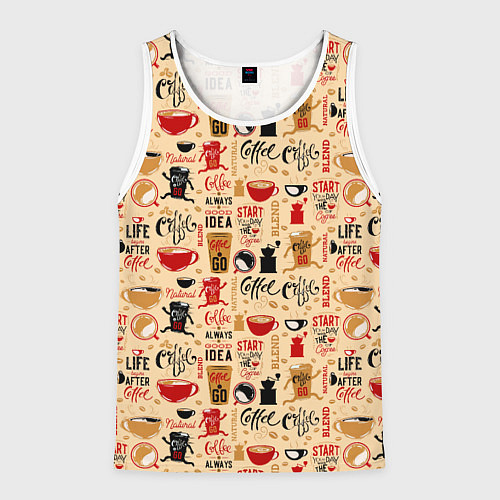 Мужская майка без рукавов Start your day with of coffee / 3D-Белый – фото 1