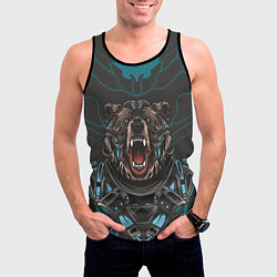 Майка-безрукавка мужская Кибер медведь, цвет: 3D-черный — фото 2