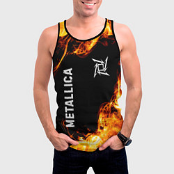 Майка-безрукавка мужская Metallica и пылающий огонь, цвет: 3D-черный — фото 2