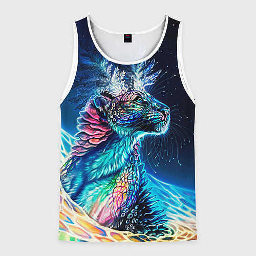 Мужская майка без рукавов Неоновый сказочный леопард / 3D-Белый – фото 1