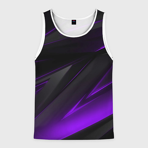Мужская майка без рукавов Черно-фиолетовая геометрическая абстракция / 3D-Белый – фото 1