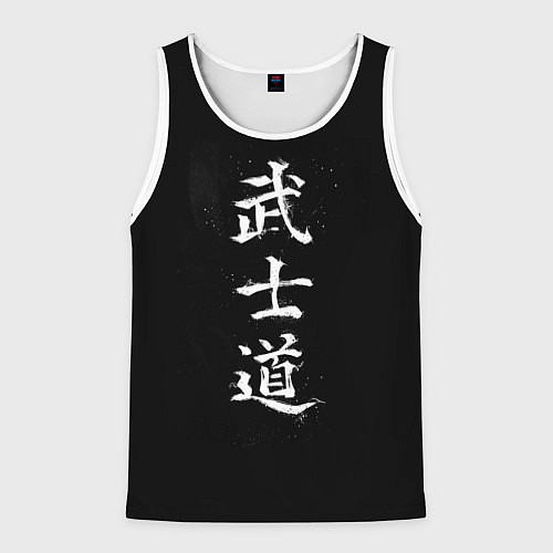 Мужская майка без рукавов Иероглифы белой краской / 3D-Белый – фото 1