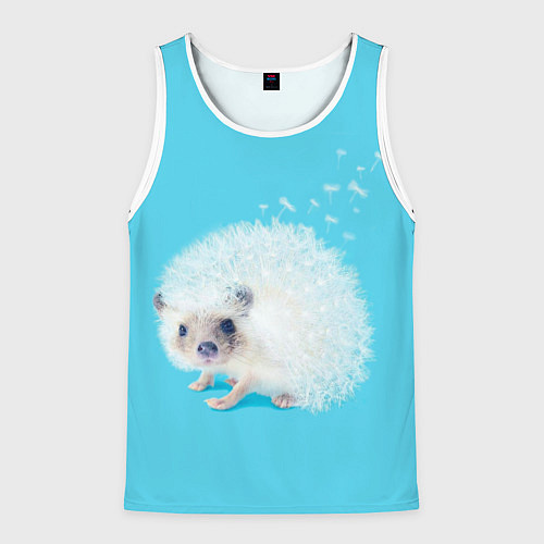 Мужская майка без рукавов Белый ежик одуванчик / 3D-Белый – фото 1