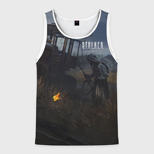 Мужская майка без рукавов STALKER Одиночка Нашёл Артефакт / 3D-Белый – фото 1