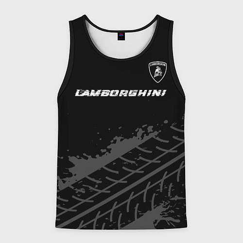 Мужская майка без рукавов Lamborghini speed на темном фоне со следами шин: с / 3D-Черный – фото 1