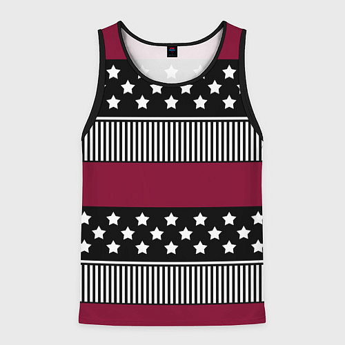 Мужская майка без рукавов Burgundy black striped pattern / 3D-Черный – фото 1