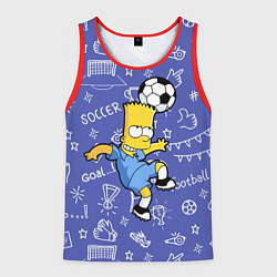 Майка-безрукавка мужская Барт Симпсон бьёт футбольный мяч головой, цвет: 3D-красный