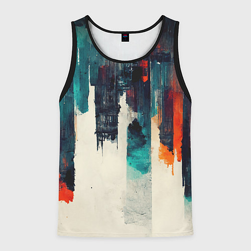 Мужская майка без рукавов Красочные полосы в стиле гранж / 3D-Черный – фото 1