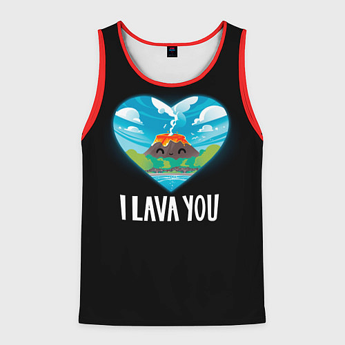 Мужская майка без рукавов I lava you я лава ю / 3D-Красный – фото 1
