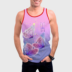 Майка-безрукавка мужская BTS красивые бабочки, цвет: 3D-красный — фото 2