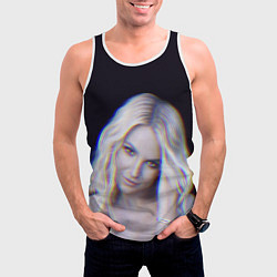 Майка-безрукавка мужская Britney Spears Glitch, цвет: 3D-белый — фото 2