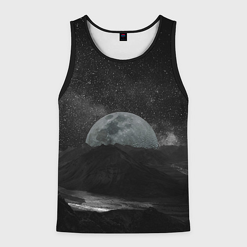 Мужская майка без рукавов Огромная Луна / 3D-Черный – фото 1