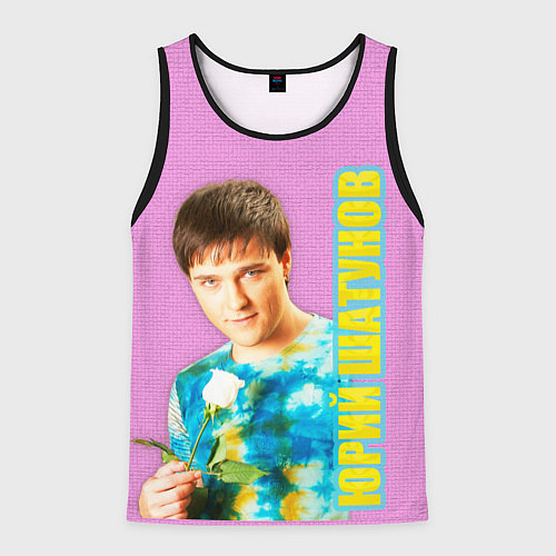 Мужская майка без рукавов Юрий Шатунов с белой розой / 3D-Черный – фото 1