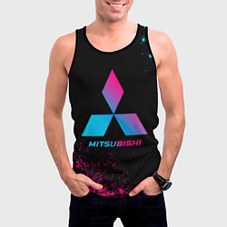 Майка-безрукавка мужская Mitsubishi - neon gradient, цвет: 3D-черный — фото 2