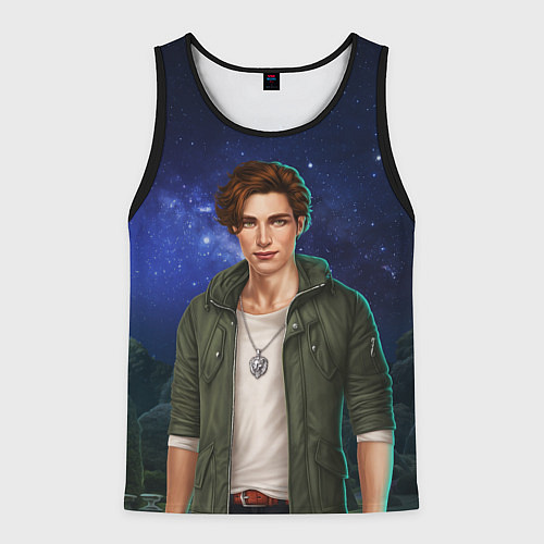 Мужская майка без рукавов История любви Лео / 3D-Черный – фото 1