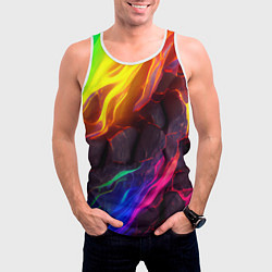 Майка-безрукавка мужская Neon rainbow lava, цвет: 3D-белый — фото 2