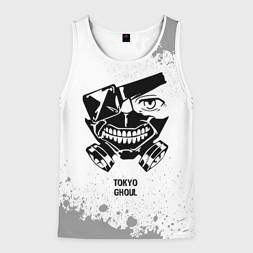 Мужская майка без рукавов Tokyo Ghoul glitch на светлом фоне / 3D-Белый – фото 1