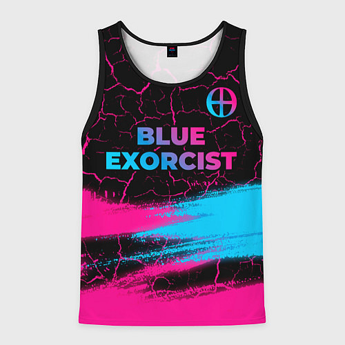 Мужская майка без рукавов Blue Exorcist - neon gradient: символ сверху / 3D-Черный – фото 1