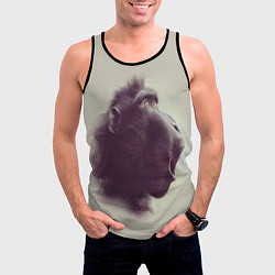 Майка-безрукавка мужская Удивленная обезьяна, цвет: 3D-черный — фото 2