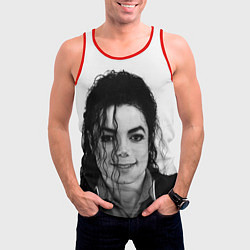 Майка-безрукавка мужская Майкл Джексон Фото, цвет: 3D-красный — фото 2