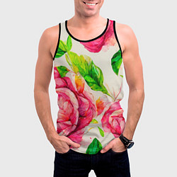 Майка-безрукавка мужская Яркие выразительные розы, цвет: 3D-черный — фото 2