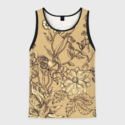 Майка-безрукавка мужская Флора рисунок, цвет: 3D-черный