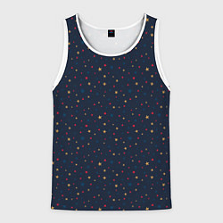 Мужская майка без рукавов Золотые, красные, синие звезды на темно синем