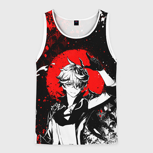Мужская майка без рукавов Тарталья - Мрачный геншин / 3D-Белый – фото 1