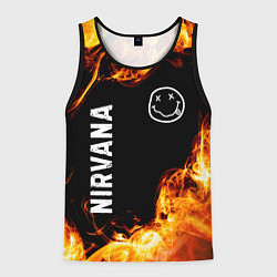 Майка-безрукавка мужская Nirvana и пылающий огонь, цвет: 3D-черный