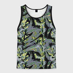 Майка-безрукавка мужская Черный, серые, желтые каракули, цвет: 3D-черный