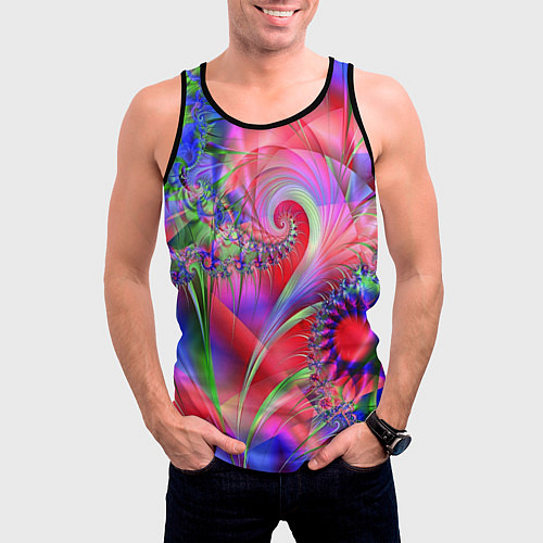 Мужская майка без рукавов Фракталы нежных оттенков / 3D-Черный – фото 3