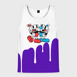 Майка-безрукавка мужская Cuphead потёки, цвет: 3D-белый