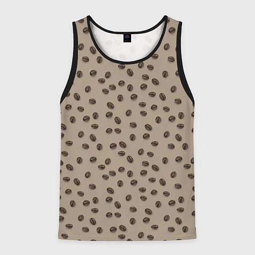 Мужская майка без рукавов Кофейные зерна паттерн / 3D-Черный – фото 1