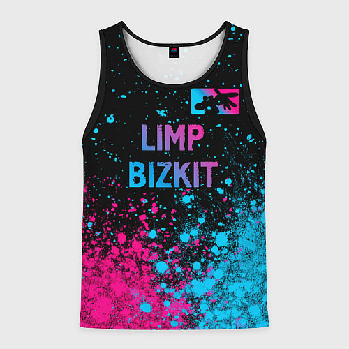 Мужская майка без рукавов Limp Bizkit - neon gradient: символ сверху / 3D-Черный – фото 1