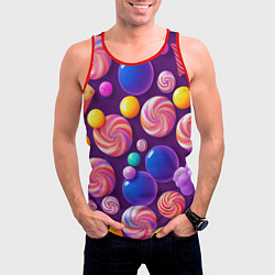 Майка-безрукавка мужская Сладости для радости, цвет: 3D-красный — фото 2