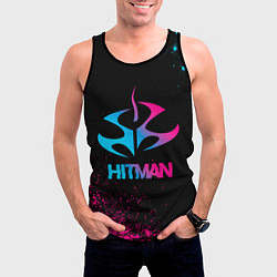 Майка-безрукавка мужская Hitman - neon gradient, цвет: 3D-черный — фото 2