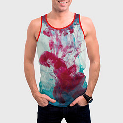 Майка-безрукавка мужская Абстрактный красочный дым, цвет: 3D-красный — фото 2