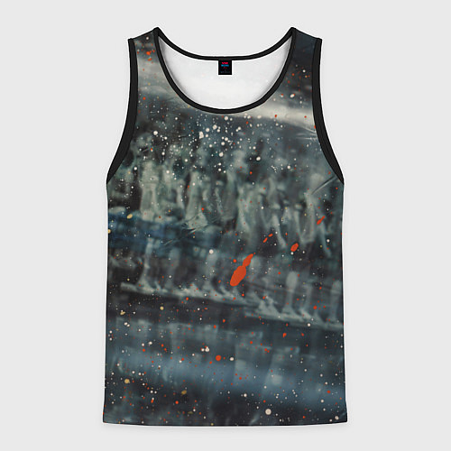 Мужская майка без рукавов Абстрактные тени и капли красок / 3D-Черный – фото 1