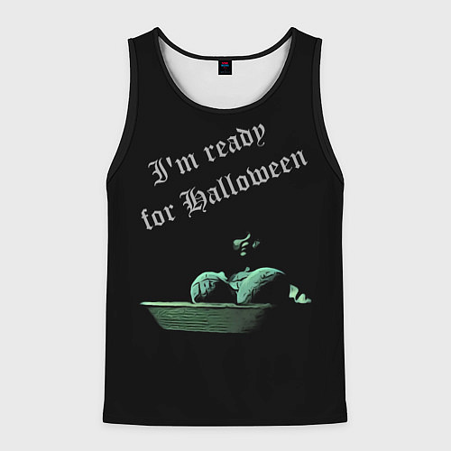 Мужская майка без рукавов Я готов а к Хэллоуину / 3D-Черный – фото 1
