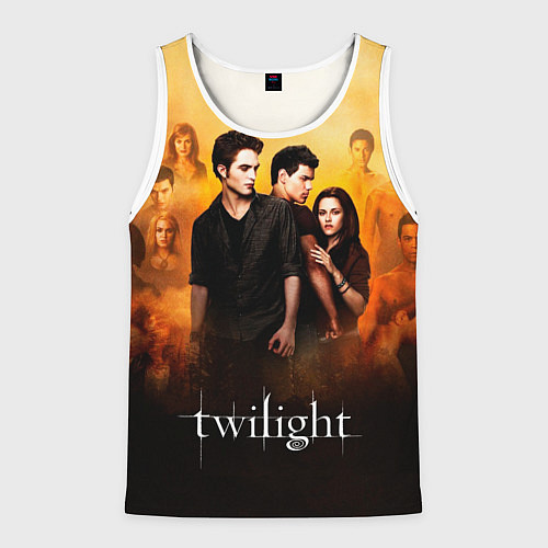 Мужская майка без рукавов Сумерки сага бежевый и черный фон / 3D-Белый – фото 1