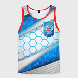 Майка-безрукавка мужская Синий герб России на объемном фоне, цвет: 3D-красный