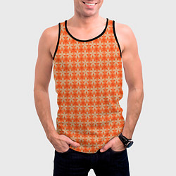 Майка-безрукавка мужская Цветочки на оранжевом фоне, цвет: 3D-черный — фото 2