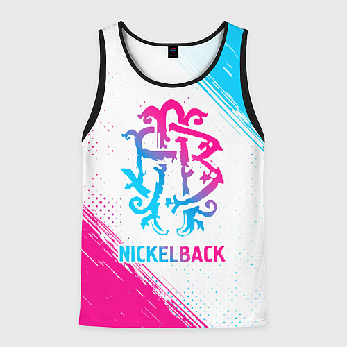 Мужская майка без рукавов Nickelback neon gradient style / 3D-Черный – фото 1