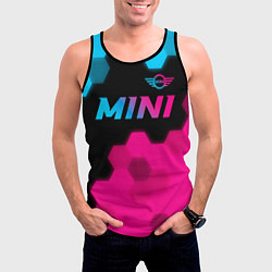 Майка-безрукавка мужская Mini - neon gradient: символ сверху, цвет: 3D-черный — фото 2