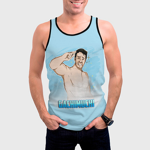 Мужская майка без рукавов Гачимучи: Gachimuchi / 3D-Черный – фото 3