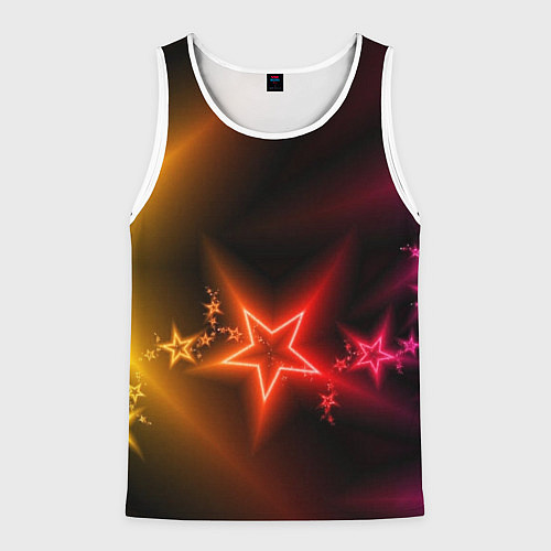 Мужская майка без рукавов Звёзды с неоновым свечением / 3D-Белый – фото 1