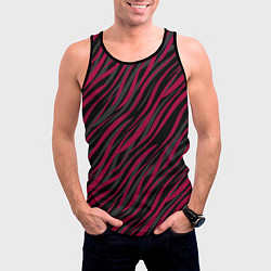 Майка-безрукавка мужская Модный полосатый красно- черный узор Зебра, цвет: 3D-черный — фото 2