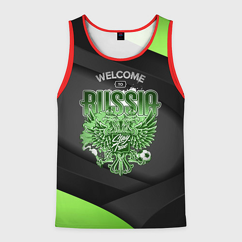 Мужская майка без рукавов Герб России - спортивный черно-зеленый стиль / 3D-Красный – фото 1