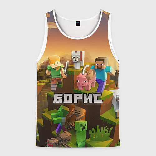 Мужская майка без рукавов Борис Minecaft / 3D-Белый – фото 1